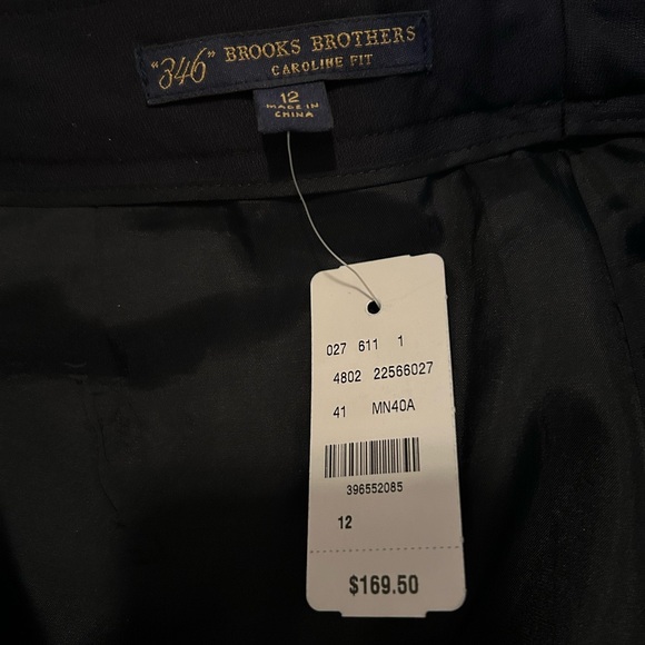 NWT Brooks Brothers Caroline Fit Wool Pants Flat Front in Navy Blue Size 12 - Picture 3 of 7